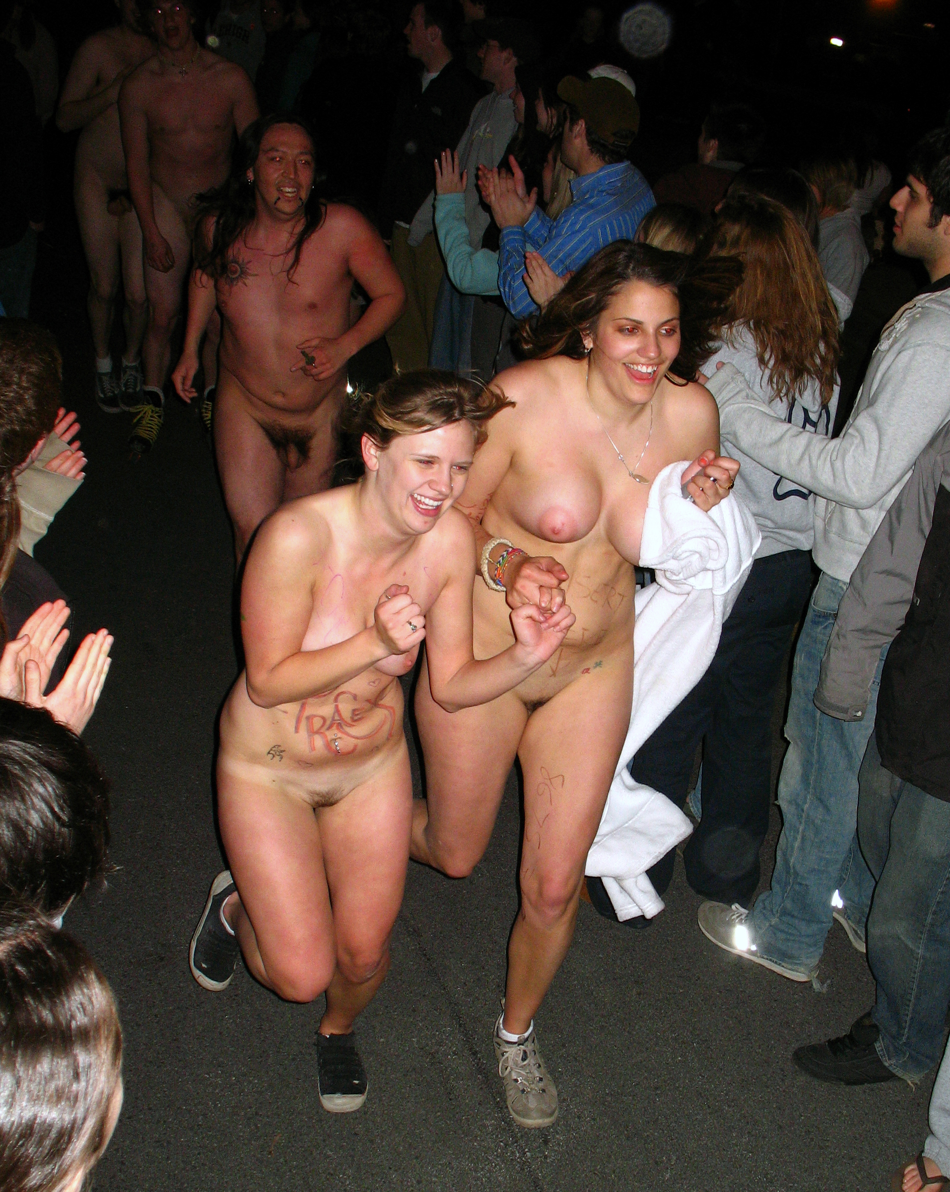 Teens running naked